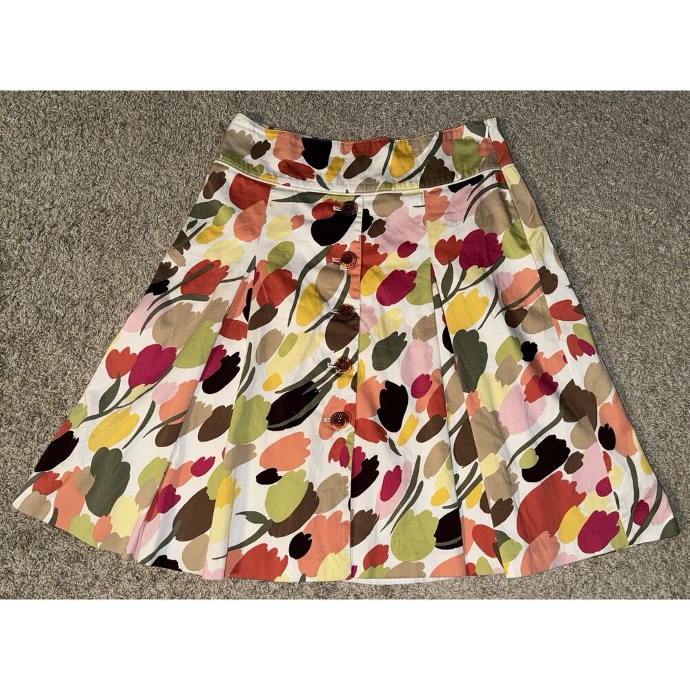 TALBOTS Petites Women's LINED‎ TULIP FLORAL SKIRT Size 4 Side Zipper Knee Length
